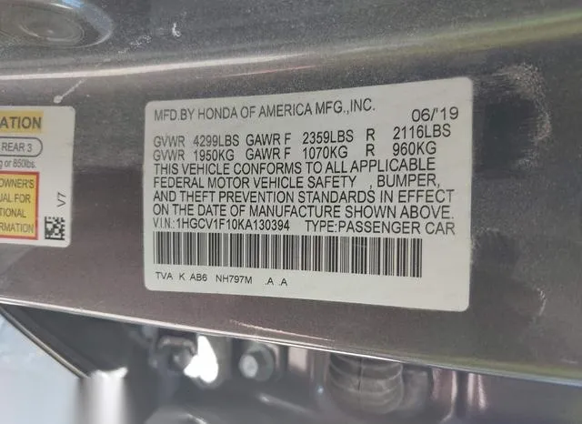 1HGCV1F10KA130394 2019 2019 Honda Accord- LX 9