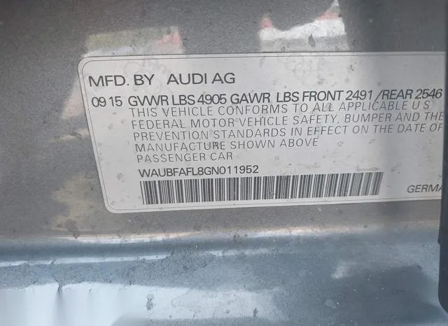 WAUBFAFL8GN011952 2016 2016 Audi A4- 2-0T Premium 9