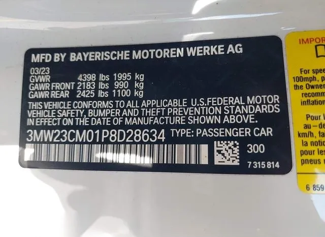 3MW23CM01P8D28634 2023 2023 BMW 230- I 9