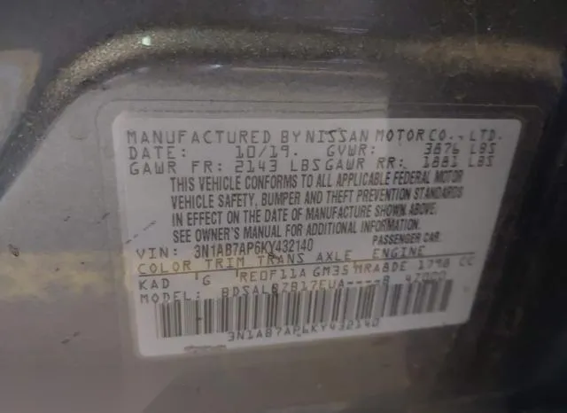 3N1AB7AP6KY432140 2019 2019 Nissan Sentra- S 9