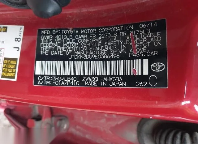 JTDKN3DU9E0386496 2014 2014 Toyota Prius- Four 9