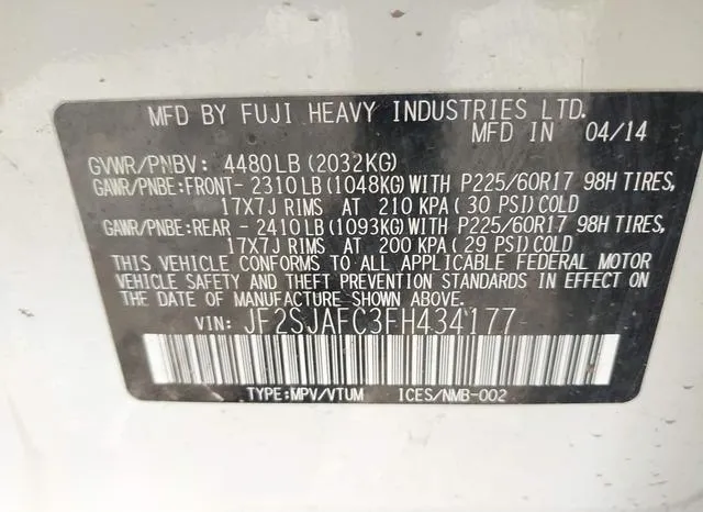 JF2SJAFC3FH434177 2015 2015 Subaru Forester- 2-5I Premium 9