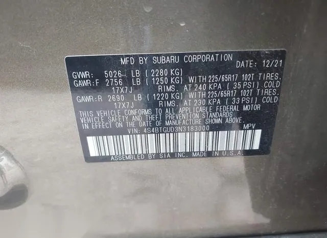 4S4BTGUD3N3183000 2022 2022 Subaru Outback- Wilderness 9