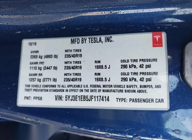 5YJ3E1EB5JF117414 2018 2018 Tesla Model 3- Long Range/Perfor 9