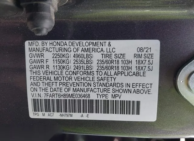 7FART6H89ME036468 2021 2021 Honda CR-V- Hybrid Ex-L 9