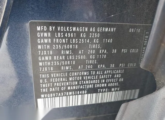 WVGBV7AX7BW516480 2011 2011 Volkswagen Tiguan- Sel 9