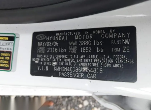 KMHDN46D86U354818 2006 2006 Hyundai Elantra- Gls/Limited 9