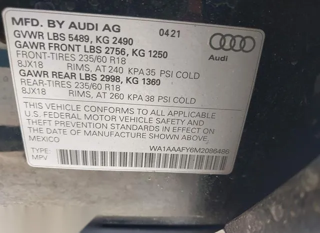 WA1AAAFY6M2086486 2021 2021 Audi Q5- Premium 45 Tfsi Quattr 9