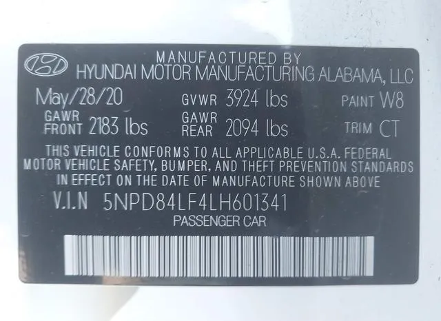 5NPD84LF4LH601341 2020 2020 Hyundai Elantra- Sel 9