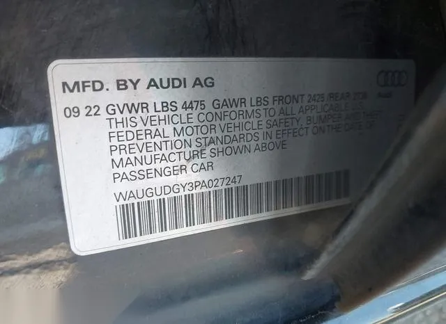 WAUGUDGY3PA027247 2023 2023 Audi A3- Premium 40 Tfsi Quattr 9