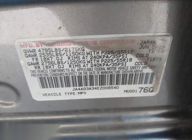 JA4AD3A34EZ008540 2014 2014 Mitsubishi Outlander- SE 9