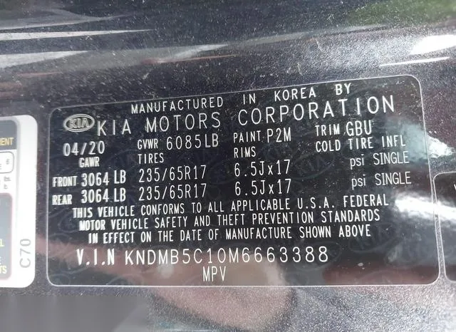 KNDMB5C10M6663388 2021 2021 KIA Sedona- LX 9