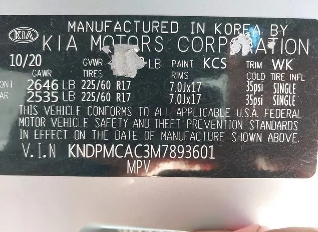 KNDPMCAC3M7893601 2021 2021 KIA Sportage- LX 9