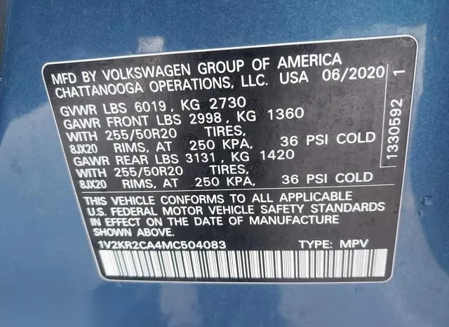 1V2KR2CA4MC504083 2021 2021 Volkswagen Atlas- 3-6L V6 Se W/ 9