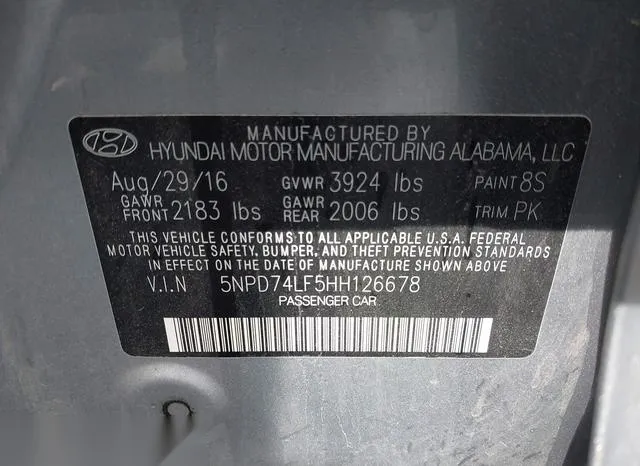 5NPD74LF5HH126678 2017 2017 Hyundai Elantra- SE 9