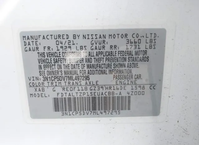 3N1CP5DV7ML497295 2021 2021 Nissan Kicks- Sr Xtronic Cvt 9