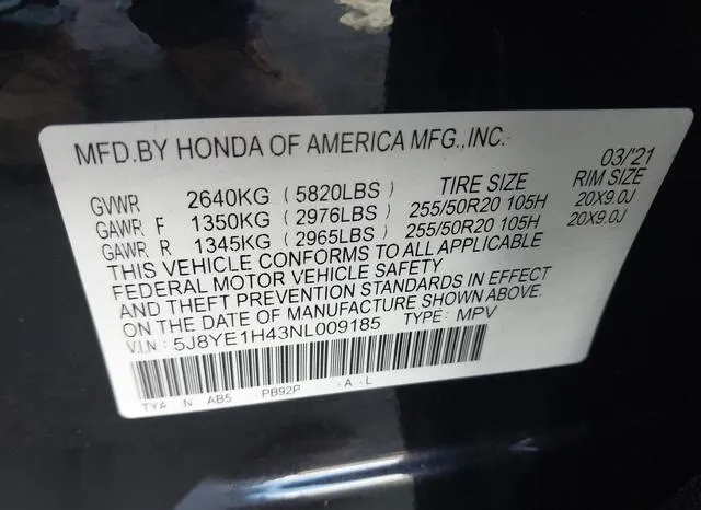 5J8YE1H43NL009185 2022 2022 Acura MDX- Technology Package 9