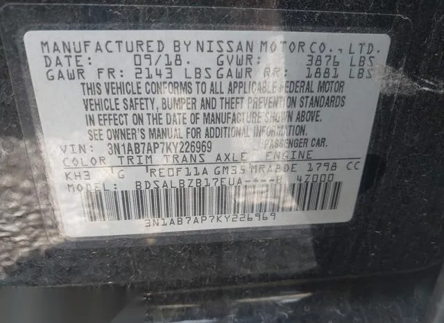 3N1AB7AP7KY226969 2019 2019 Nissan Sentra- S 9