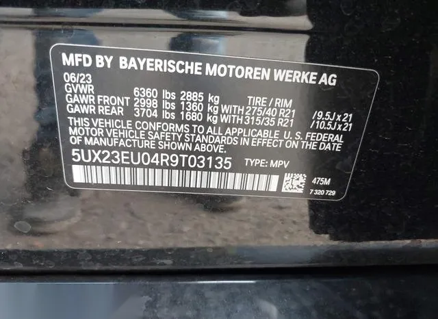 5UX23EU04R9T03135 2024 2024 BMW X5- Xdrive40I 9