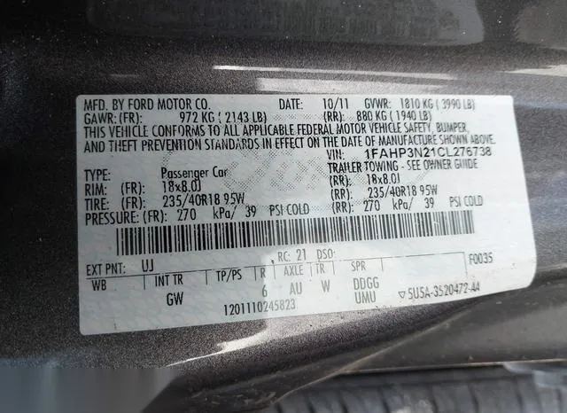 1FAHP3N21CL276738 2012 2012 Ford Focus- Titanium 9