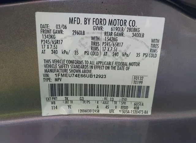 1FMEU74E66UB12923 2006 2006 Ford Explorer- Eddie Bauer 9