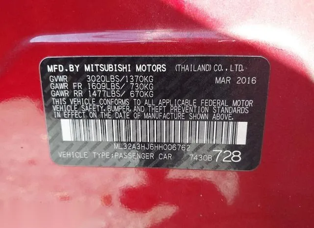 ML32A3HJ6HH006762 2017 2017 Mitsubishi Mirage- ES 9