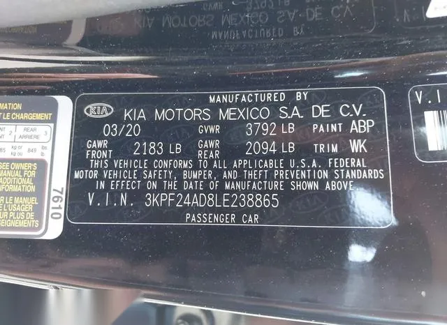 3KPF24AD8LE238865 2020 2020 KIA Forte- Lxs 9