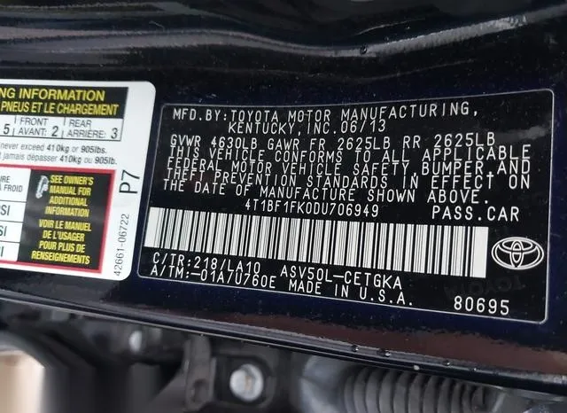 4T1BF1FK0DU706949 2013 2013 Toyota Camry- Xle 9