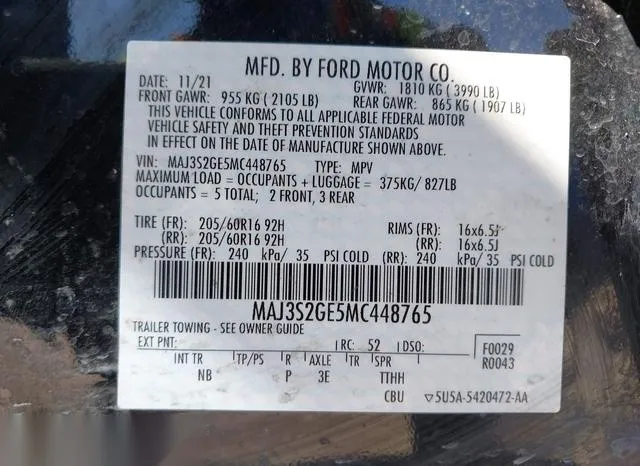 MAJ3S2GE5MC448765 2021 2021 Ford Ecosport- SE 9