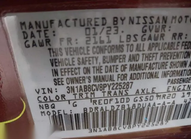 3N1AB8CV8PY225287 2023 2023 Nissan Sentra- Sv Xtronic Cvt 9