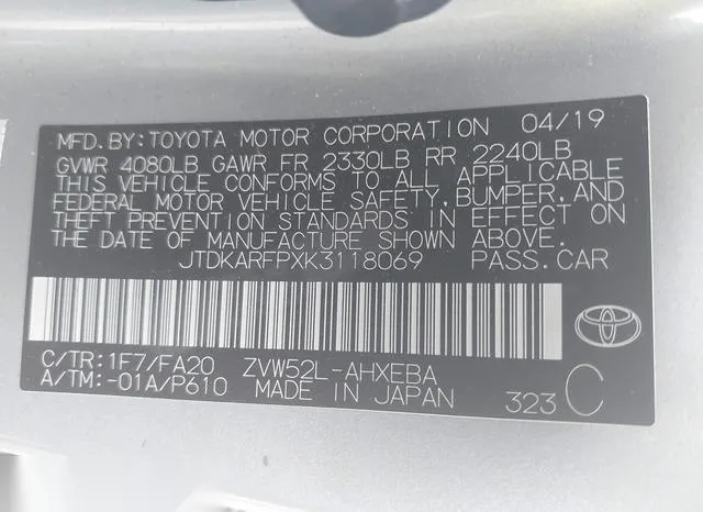 JTDKARFPXK3118069 2019 2019 Toyota Prius- Prime Plus 9