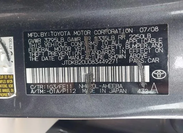 JTDKB20U083449271 2008 2008 Toyota Prius 9