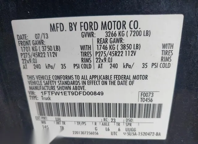 1FTFW1ET9DFD00849 2013 2013 Ford F-150- Limited 9