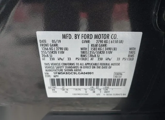 1FM5K8GC9LGA04991 2020 2020 Ford Explorer- ST 9