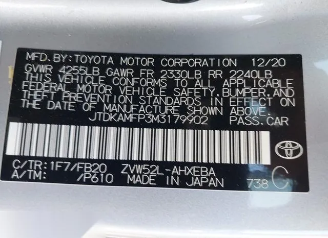 JTDKAMFP3M3179902 2021 2021 Toyota Prius- Prime LE 9