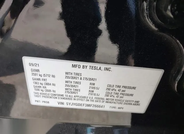 5YJYGDEF3MF266641 2021 2021 Tesla Model Y- Performance Dual 9