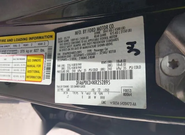 3FA6P0CD4KR252895 2019 2019 Ford Fusion- Sel 9