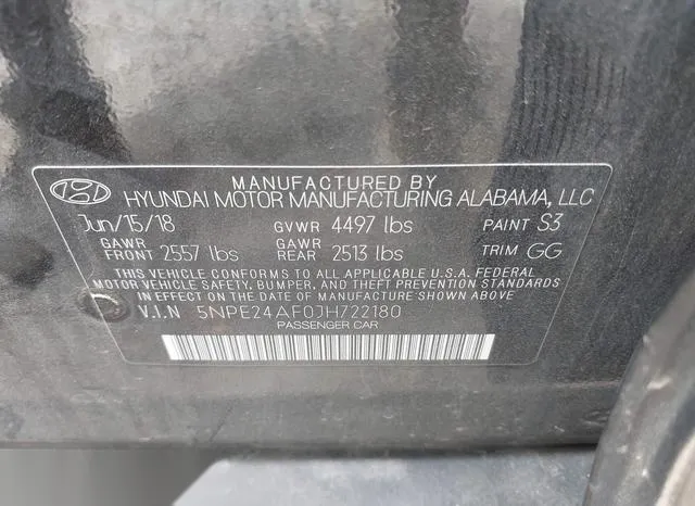 5NPE24AF0JH722180 2018 2018 Hyundai Sonata- SE 9