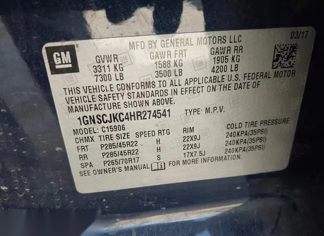 1GNSCJKC4HR274541 2017 2017 Chevrolet Suburban- Premier 9