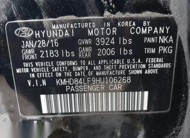 KMHD84LF9HU106268 2017 2017 Hyundai Elantra- SE 9