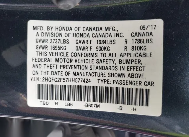 2HGFC2F57HH577424 2017 2017 Honda Civic- LX 9