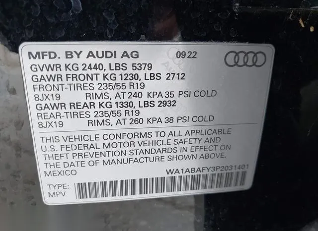 WA1ABAFY3P2031401 2023 2023 Audi Q5- Premium 40 Tfsi Quattro 9