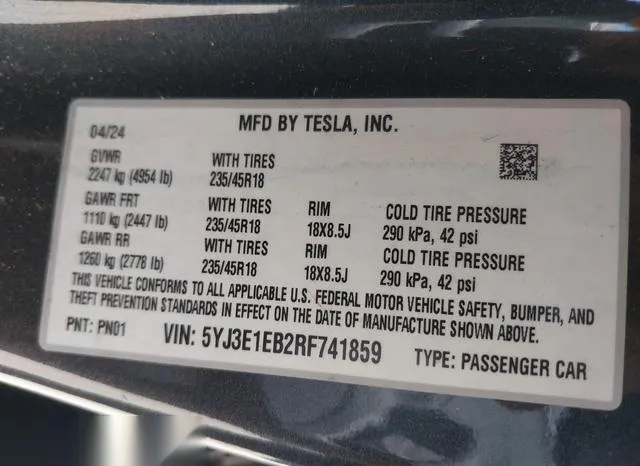 5YJ3E1EB2RF741859 2024 2024 Tesla Model 3- Long Range Dual M 9