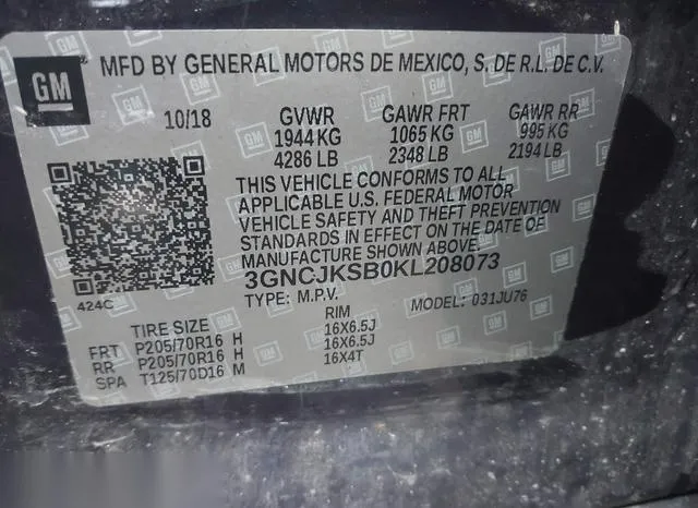 3GNCJKSB0KL208073 2019 2019 Chevrolet Trax- LS 9