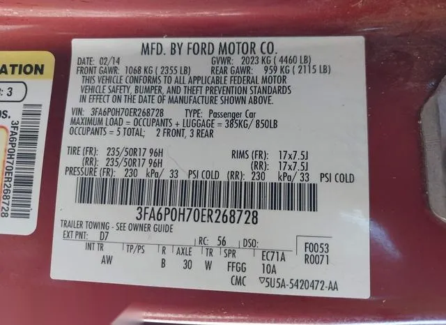 3FA6P0H70ER268728 2014 2014 Ford Fusion- SE 9