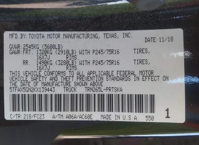 5TFAX5GN2KX139443 2019 2019 Toyota Tacoma- SR5 9