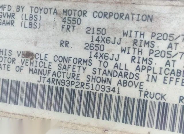 JT4RN93P2R5109341 1994 1994 Toyota Pickup- 1/2 Ton Ex Lng Wh 9