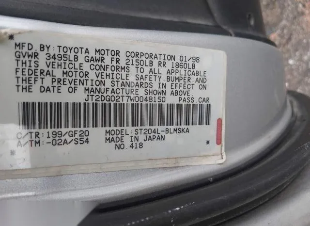 JT2DG02T7W0048150 1998 1998 Toyota Celica- GT 9