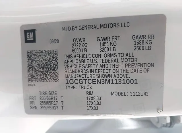 1GCGTCEN3M1131001 2021 2021 Chevrolet Colorado- 4Wd  Long Bo 9