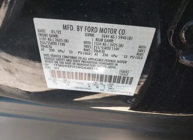 1FMSK8FH1NGA48518 2022 2022 Ford Explorer- Limited 9